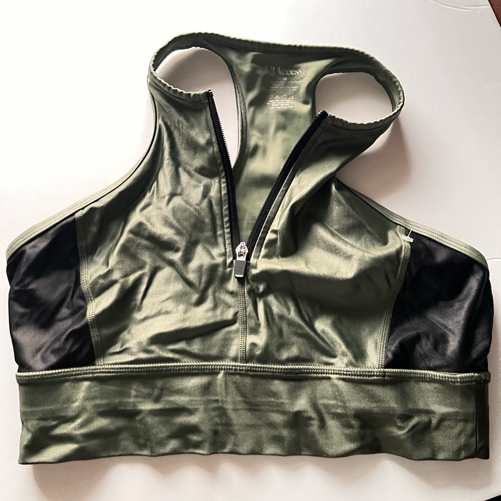 All Access Zip Front Shine Sports Bra Top Size M - Picture 5 of 9